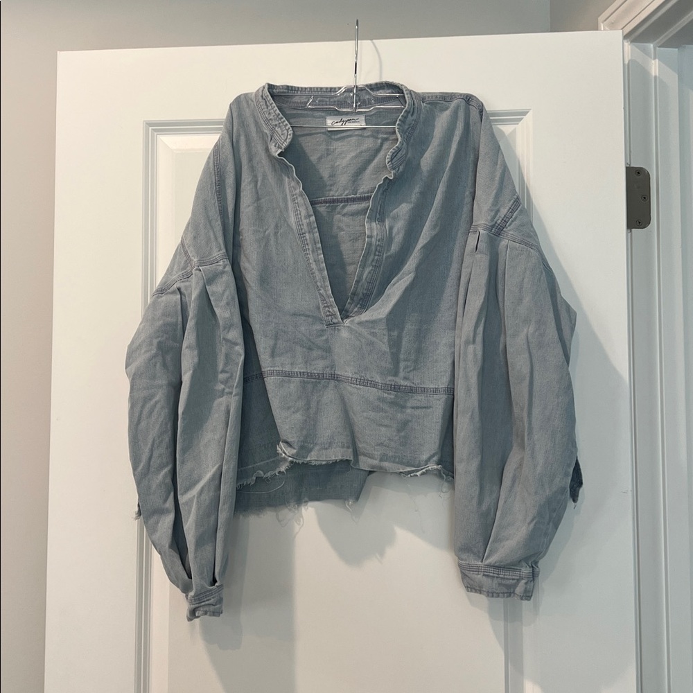 Carly Jean Los Angeles Gray Denim Top